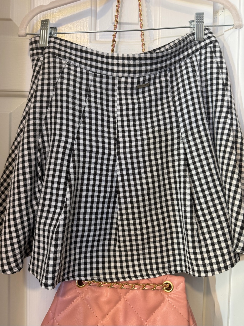 Hurley Black & White Gingham Skater Skirt